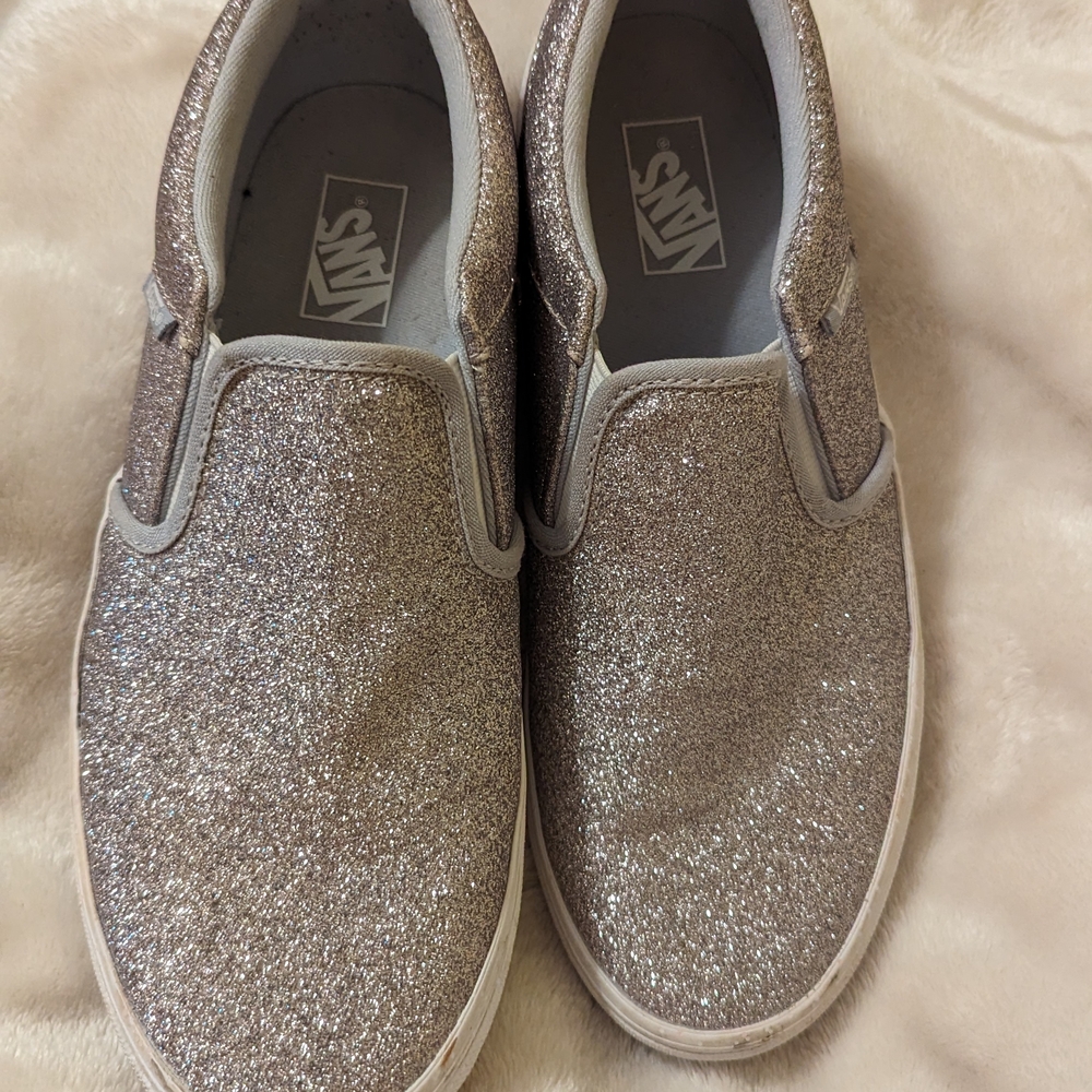Vans Silver Glitter Sneakers Slip-On